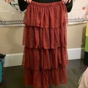 Boho Burgundy Maxi Length skirt